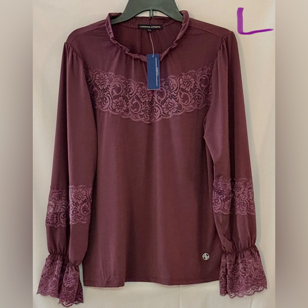 Adrienne Vittadini Plum Lace Blouse
